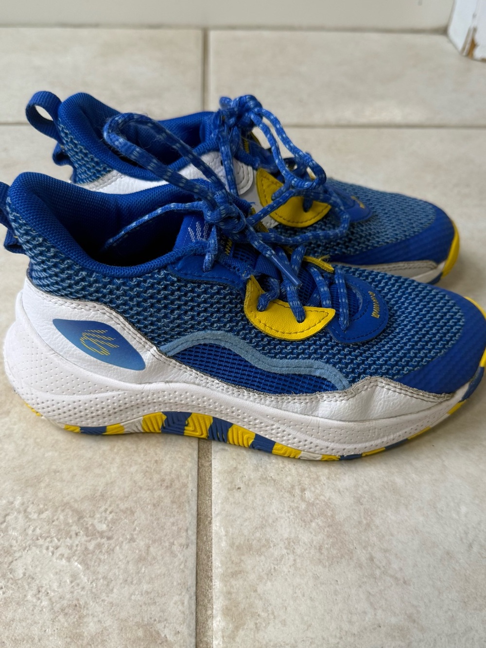 Under Armour Kids Blue and Yellow Sneakers